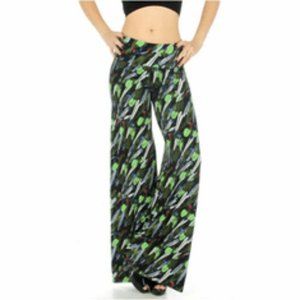 Leaf print palazzo pants